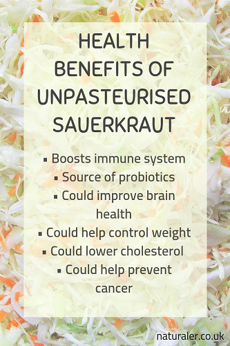 Health benefits of unpasteurised sauerkraut